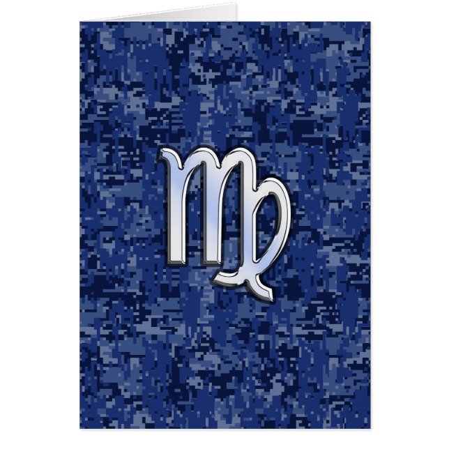 Virgo Zodiac Sign on Navy Blue Digital Camouflage (Front)