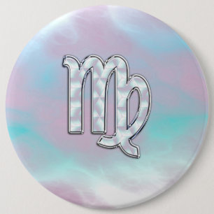 Virgo Zodiac Sign on Pastels Mother of Pearl 6 Cm Round Badge