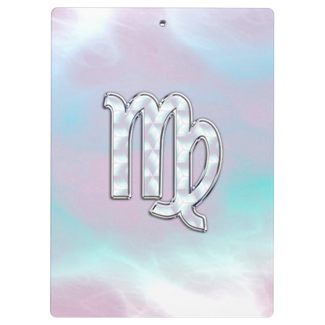 Virgo Zodiac Sign on Pastels Mother of Pearl Clipboard (Back)