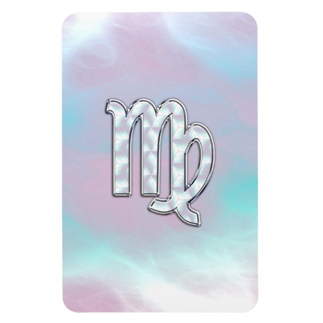 Virgo Zodiac Sign on Pastels Mother of Pearl Magnet (Vertical)