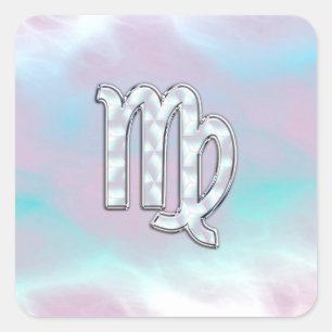 Virgo Zodiac Sign on Pastels Mother of Pearl Square Sticker