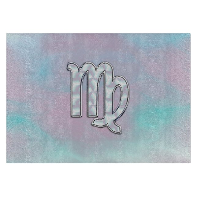 Virgo Zodiac Sign on Pastels Mother of Pearl Style Cutting Board (Front)