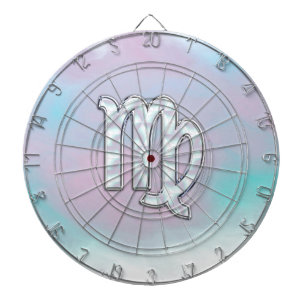 Virgo Zodiac Sign on Pastels Mother of Pearl Style Dartboard