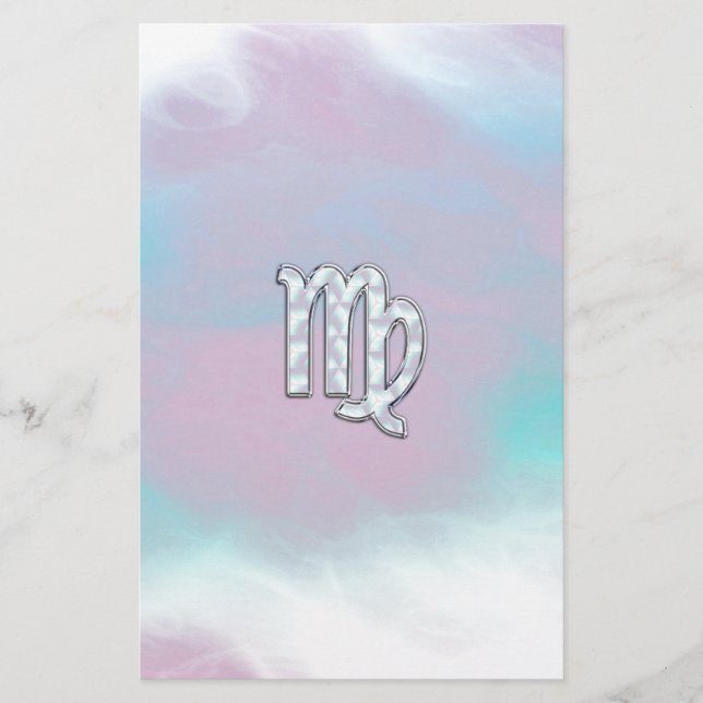 Virgo Zodiac Sign on Pastels Nacre Style Print Stationery (Front)