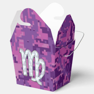 Virgo Zodiac Sign on Pink Digital Camouglage Favour Box