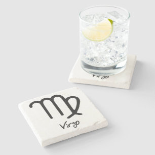 Virgo Zodiac Sign on White Background Stone Coaster