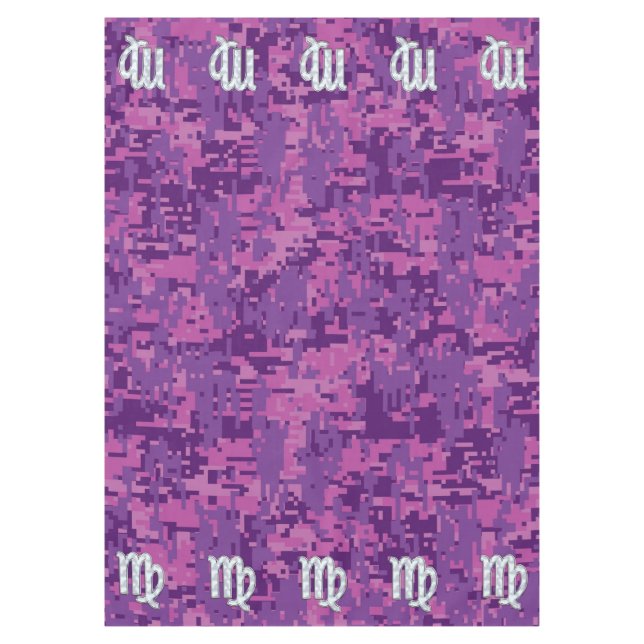 Virgo Zodiac Sign Pink Fuchsia Digital Camouflage Tablecloth (Front)