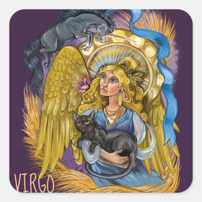 Virgo Zodiac Sign Square Sticker (Front)