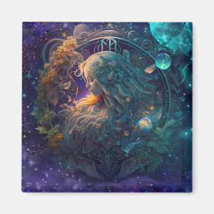 Virgo Zodiac Sign Watercolor Design Magnet