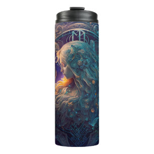 Virgo Zodiac Sign Watercolor Design Thermal Tumbler