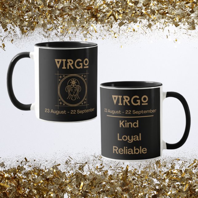 Virgo Zodiac Sign with Symbol and Traits Mug (Virgo Zodiac Coffee Mug with traits)