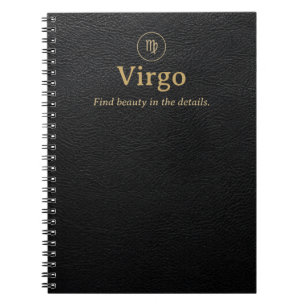 Virgo Zodiac Spiral Notebook - Faux Leather Look