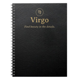 Virgo Zodiac Spiral Notebook - Faux Leather Look