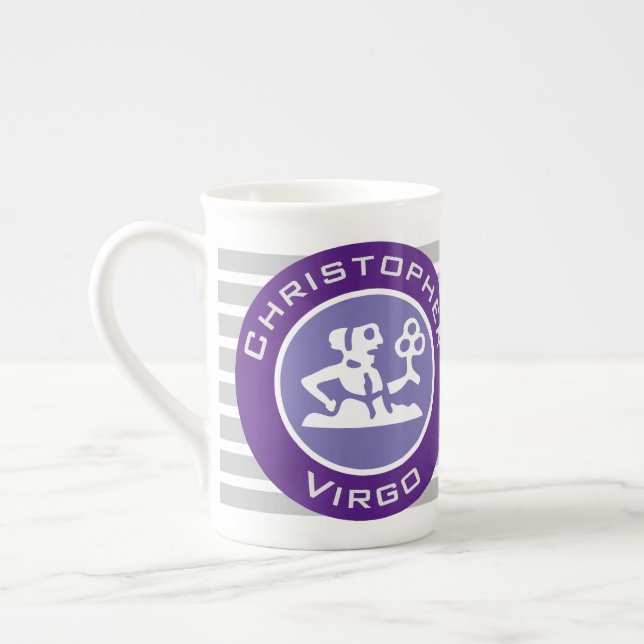 Virgo Zodiac Star Sign with Owner's Name Bone China Mug (Left)