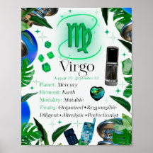 Virgo Zodiac Star Sign Y2K White 4:5 Poster