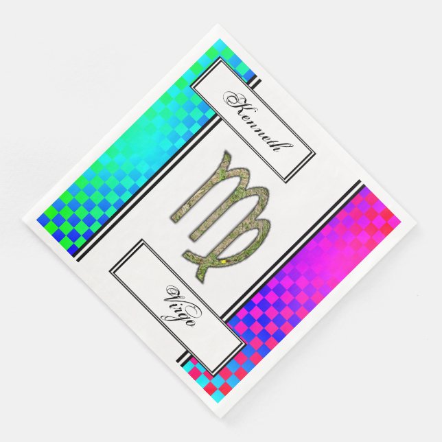 Virgo Zodiac Symbol Element by Kenneth Yoncich Napkin (Corner)