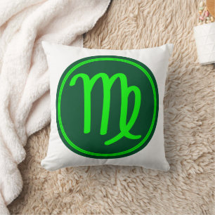 Virgo Zodiac Symbol Green Mix Cushion