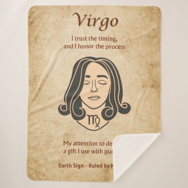 Virgo Zodiac with Mindful Strength Affirmations  Sherpa Blanket (Front)