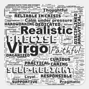 Virgo Zodiac Word Cloud Inspiration Keychain Square Sticker