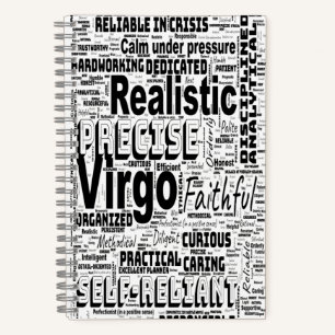 Virgo Zodiac Word Cloud Inspiration Spiral  Notebook