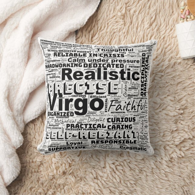 Virgo Zodiac Word Cloud Inspiration Throw Pillow (Blanket)