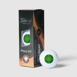 Viridescent Green Kaleidoscope,  Golf Balls