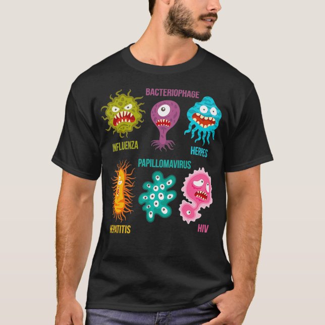 Virology  Family Of Cute Colourful Viruses T-Shirt (Front)