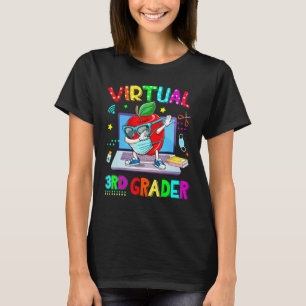 Virtual 3rd Grade Apple Wearing Mask Back To Schoo T-Shirt