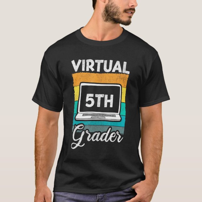 Virtual 5th Grader Kids Back To School First Day T-Shirt (Front)