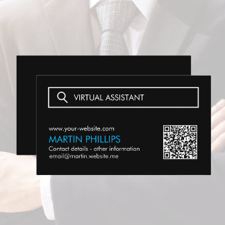 Virtual Assistant Business Cards with QR Code