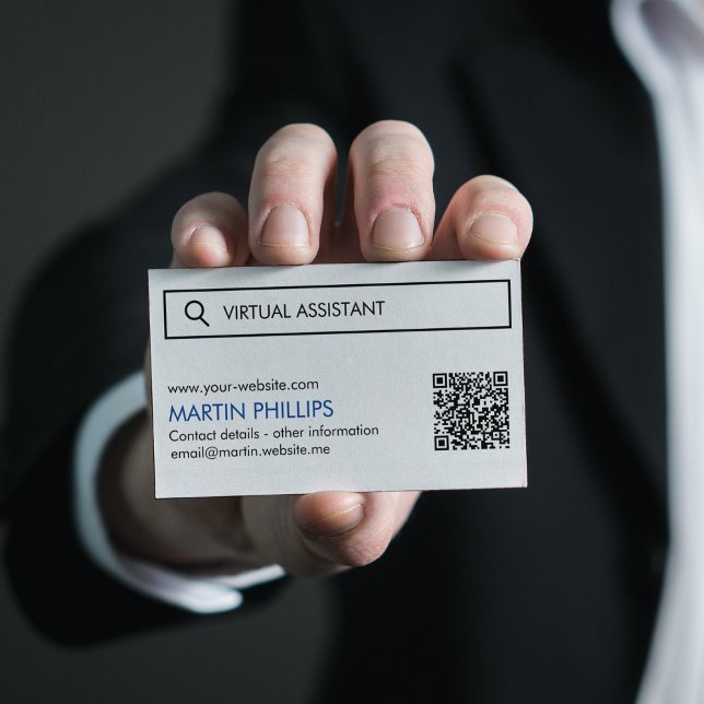Virtual Assistant Business Cards with QR Code (Creator Uploaded)