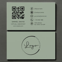 Virtual Assistant Sage Green Logo QR Code 