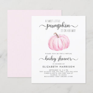 Virtual Baby Girl Shower Pink Pumpkin Invitation