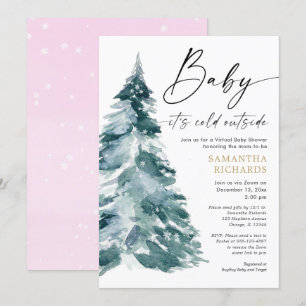 Virtual baby shower Baby it's cold outside girl Invitation