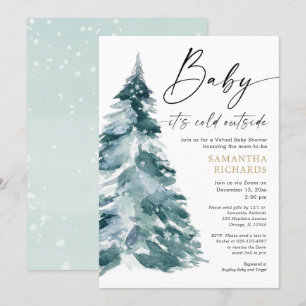 Virtual baby shower Baby it's cold outside winter Invitation
