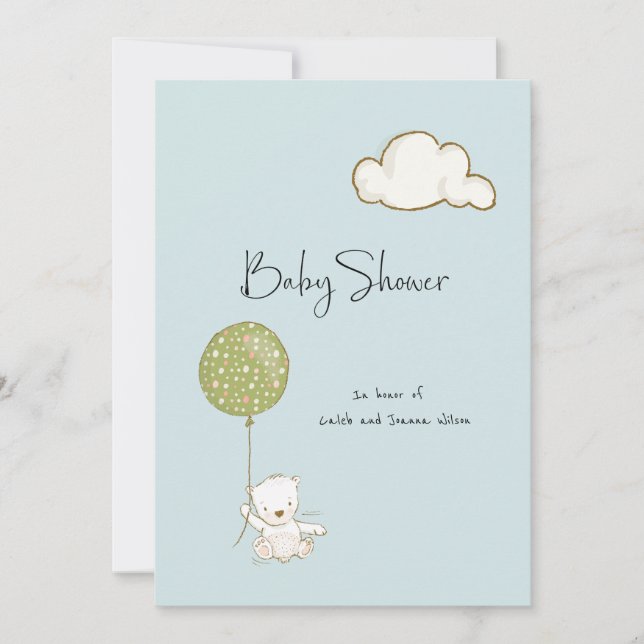 Virtual Baby Shower Bear for Boy or Girl Save The Date (Front)