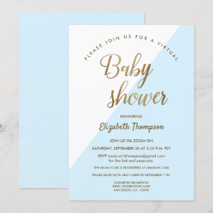 Virtual baby shower blue baby boy invitation