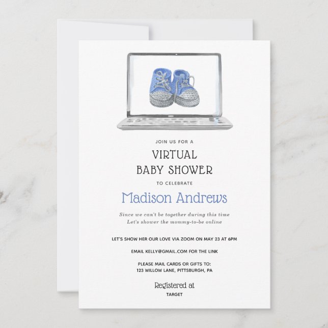Virtual Baby Shower Boy Invitation (Front)