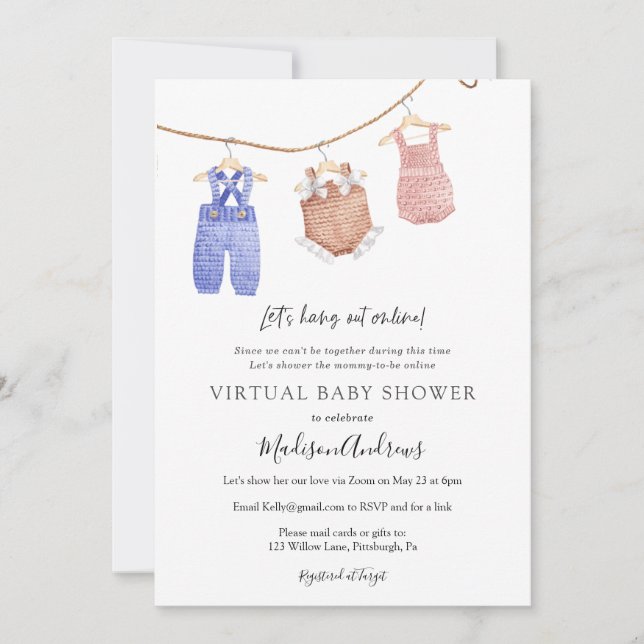 Virtual Baby Shower Boy or Girl Neutral Invitation (Front)