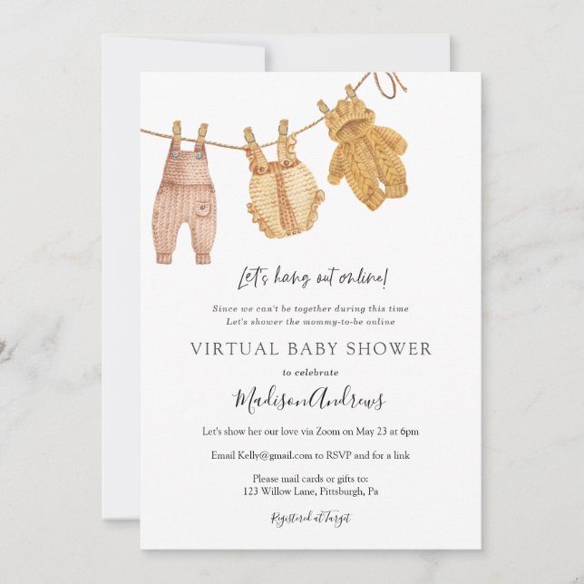 Virtual Baby Shower Gender Neutral Invitation (Front)