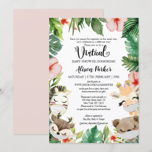 Virtual Baby Shower Gender Neutral Safari Friends Invitation