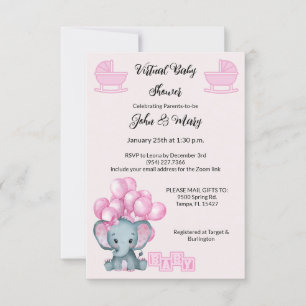 Virtual Baby Shower Girl Invitations