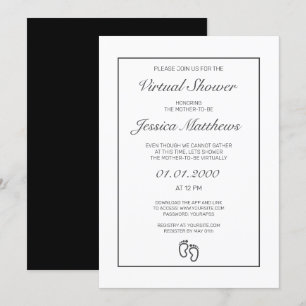 Virtual Baby Shower Modern Minimalist White Party Invitation