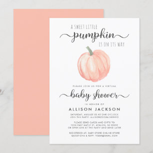 Virtual Baby Shower Orange Pumpkin Watercolor Invitation
