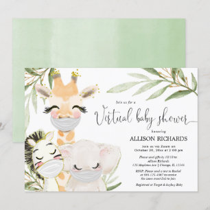 Virtual Baby Shower safari animals gender neutral Invitation