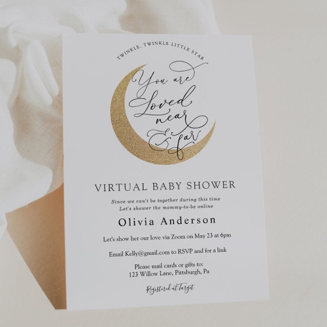 Virtual Baby Shower Twinkle Star and Moon Invitation (Creator Uploaded)