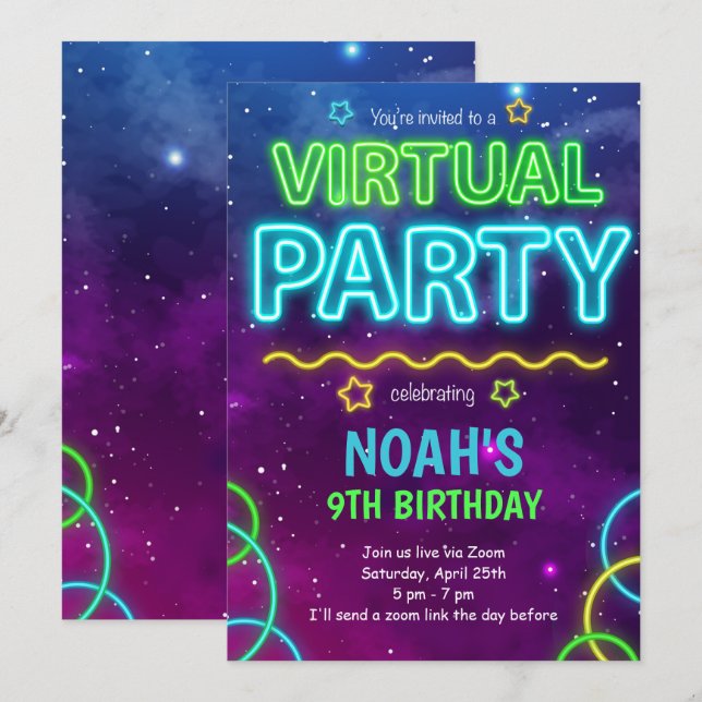 Virtual Birthday Invitation (Front/Back)