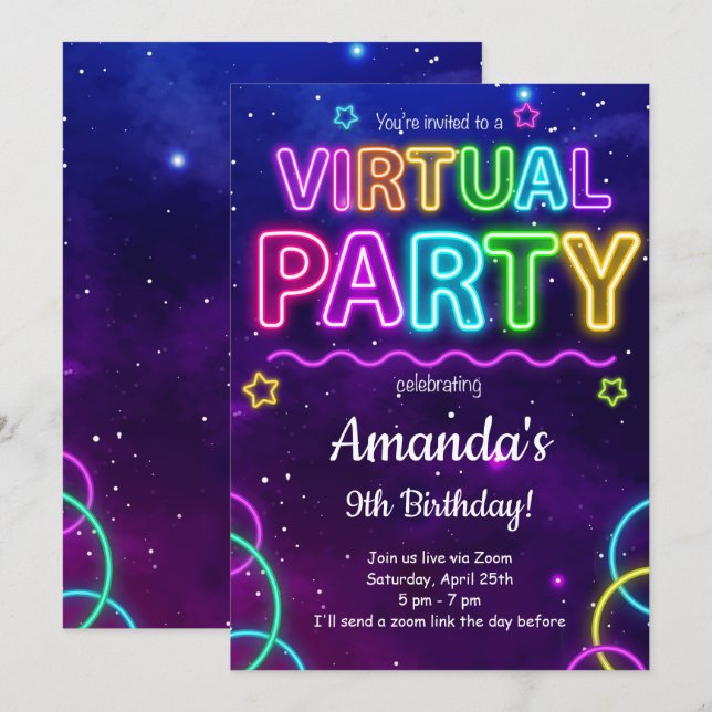 Virtual Birthday Invitation (Front/Back)