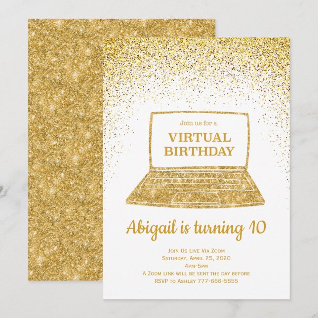 Virtual Birthday Invitation, Quarantine Birthday Invitation (Front/Back)