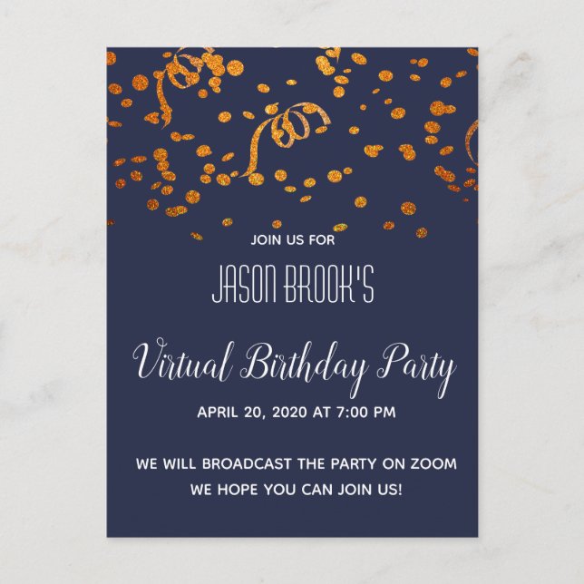 Virtual Birthday Party Invitation Postcard (Front)